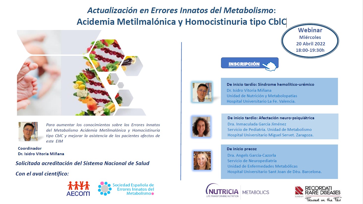Actualización en Errores Innatos del Metabolismo Acidemia Metilmalónica y Homocistinuria tipo CblC @ Webinar